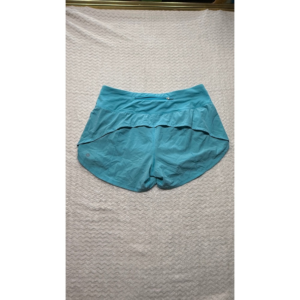 Lululemon Speed Up Low-Rise Lined Shorts 4 Teal Blue LW7AYMT Size 10